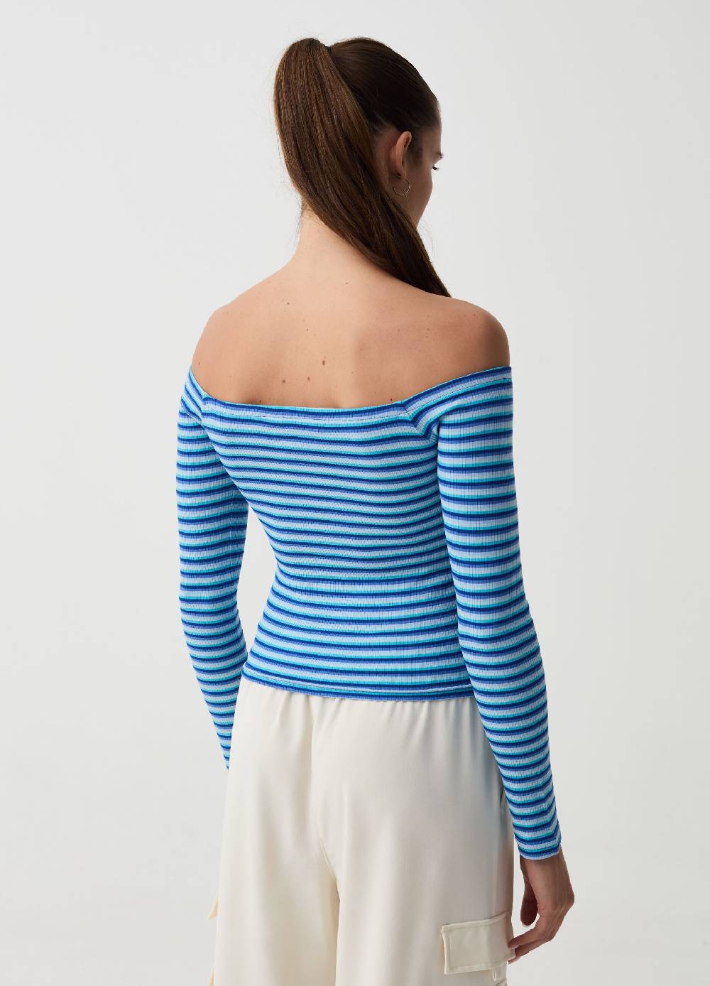 Ovs T-shirt A Righe Con Spalle Scoperte