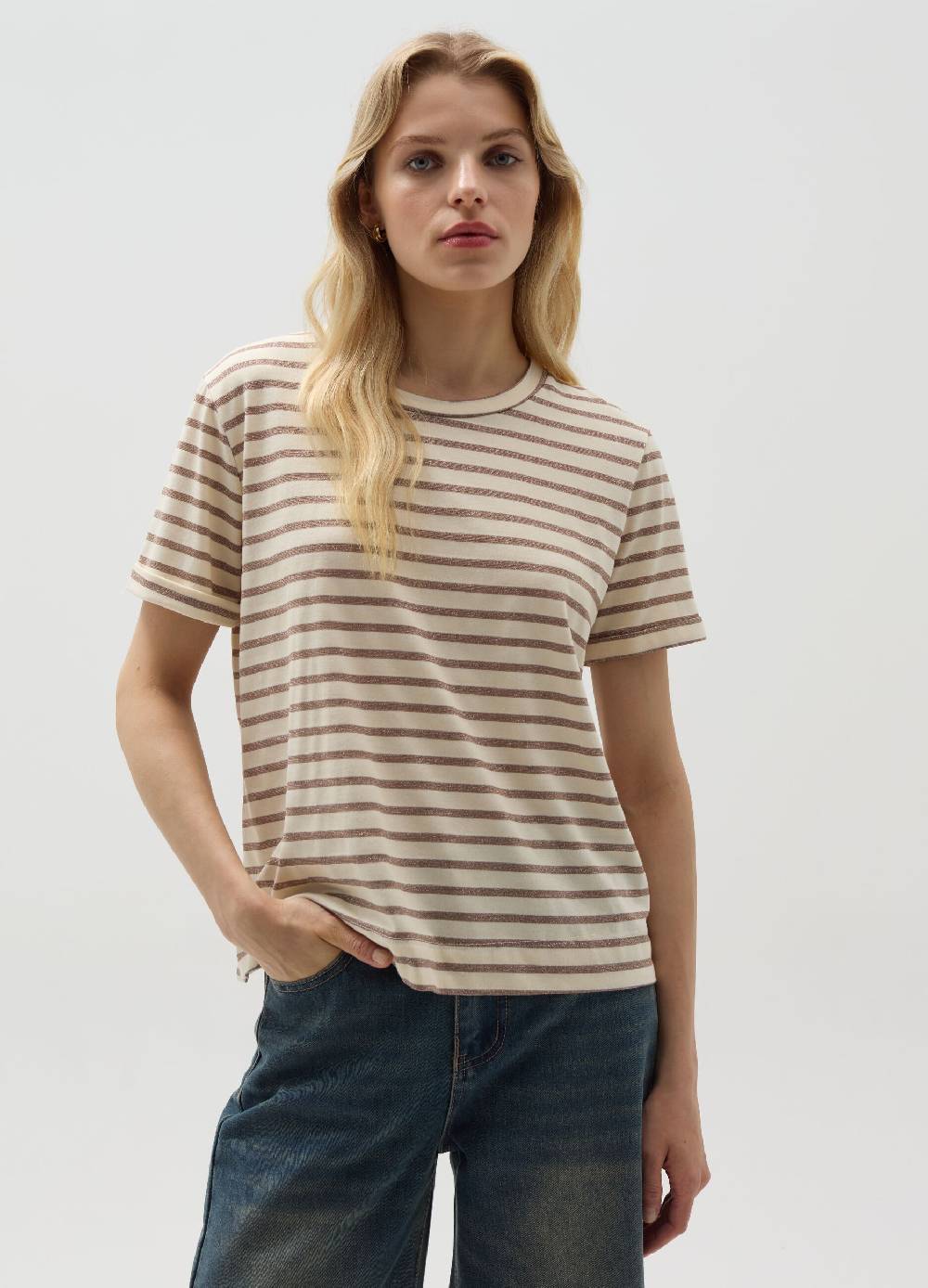 Ovs T-shirt a righe sottili con lurex