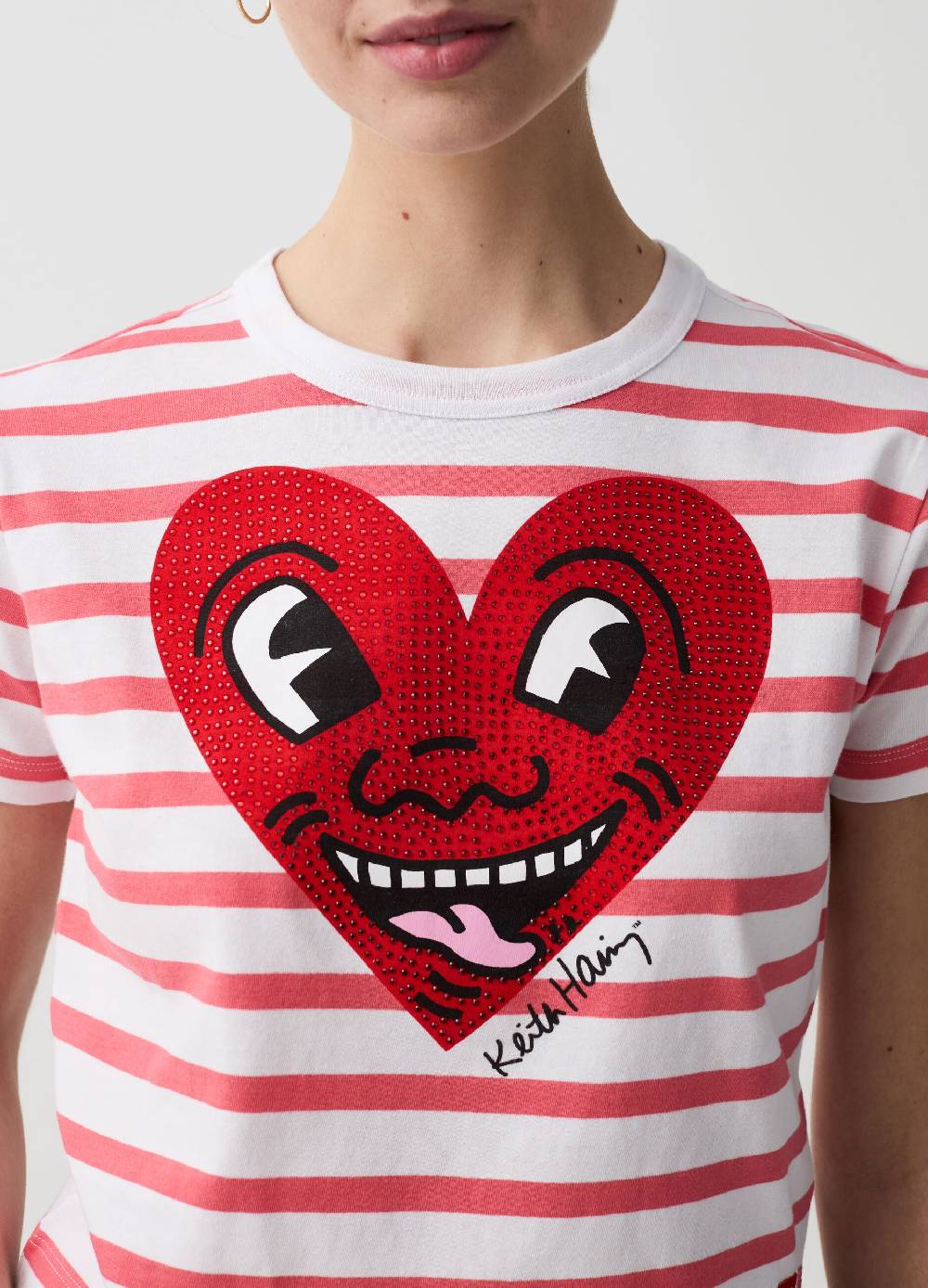 Ovs T-shirt A Righe Stampa Cuore Keith Haring