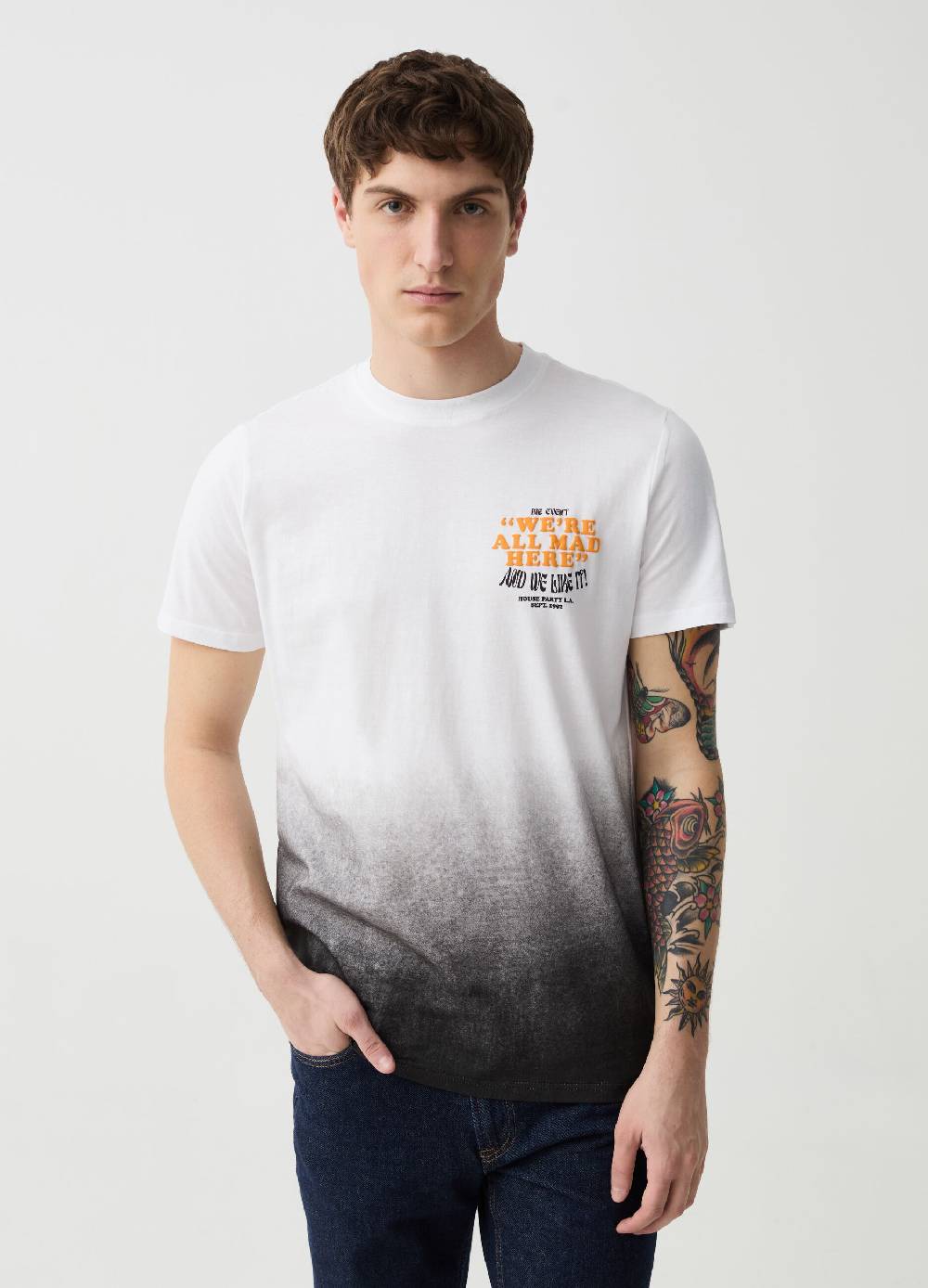 Ovs T-shirt bicolore con stampa lettering
