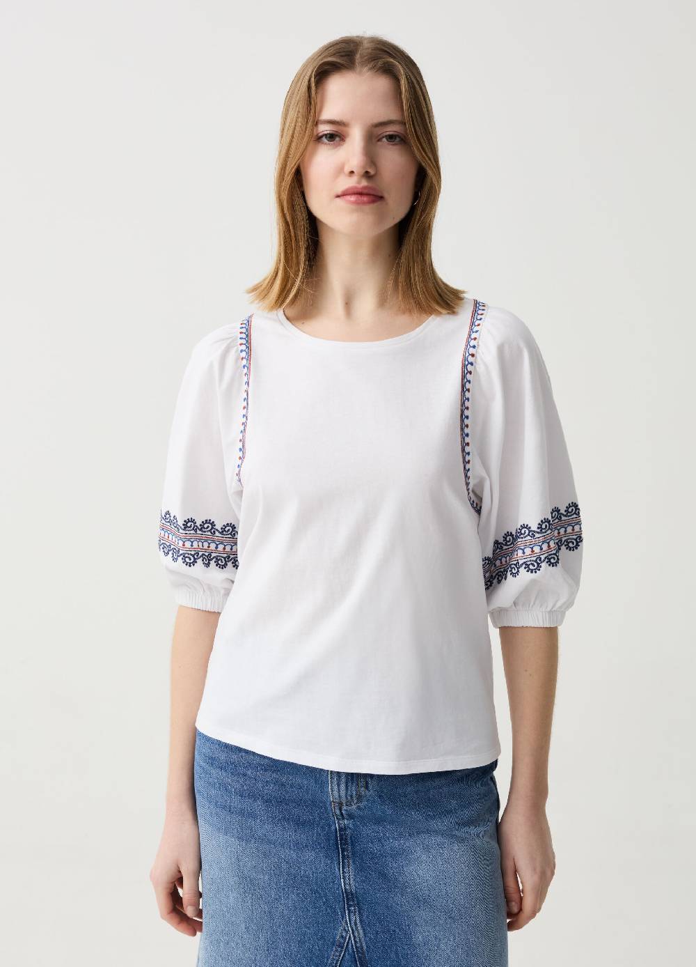 Ovs T-shirt Boho In Cotone Con Ricami