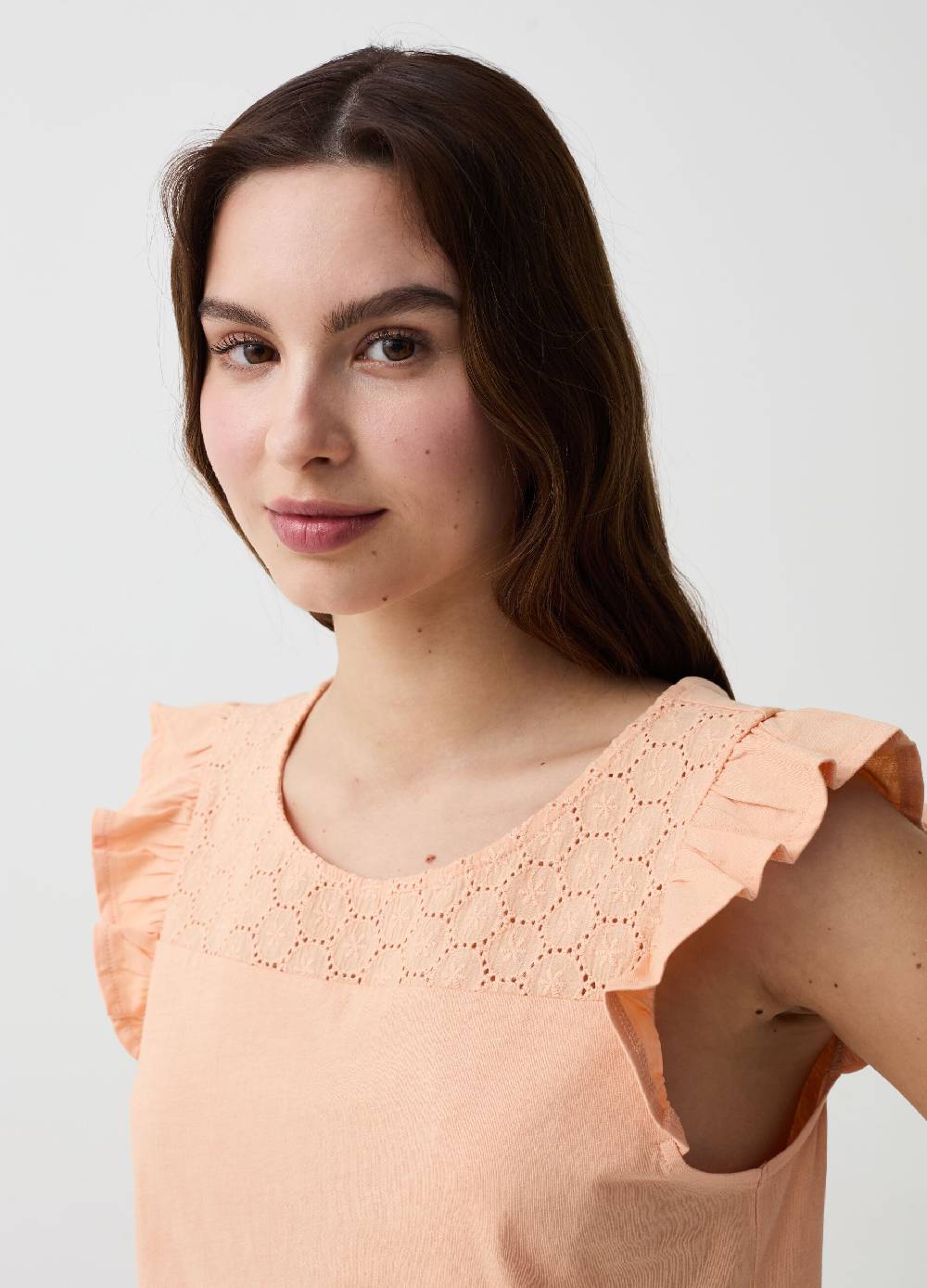 Ovs T-shirt Con Inserto In Sangallo E Volant