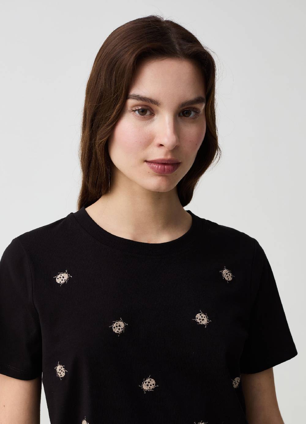 Ovs T-shirt Con Ricamo Coccinelle In Lurex