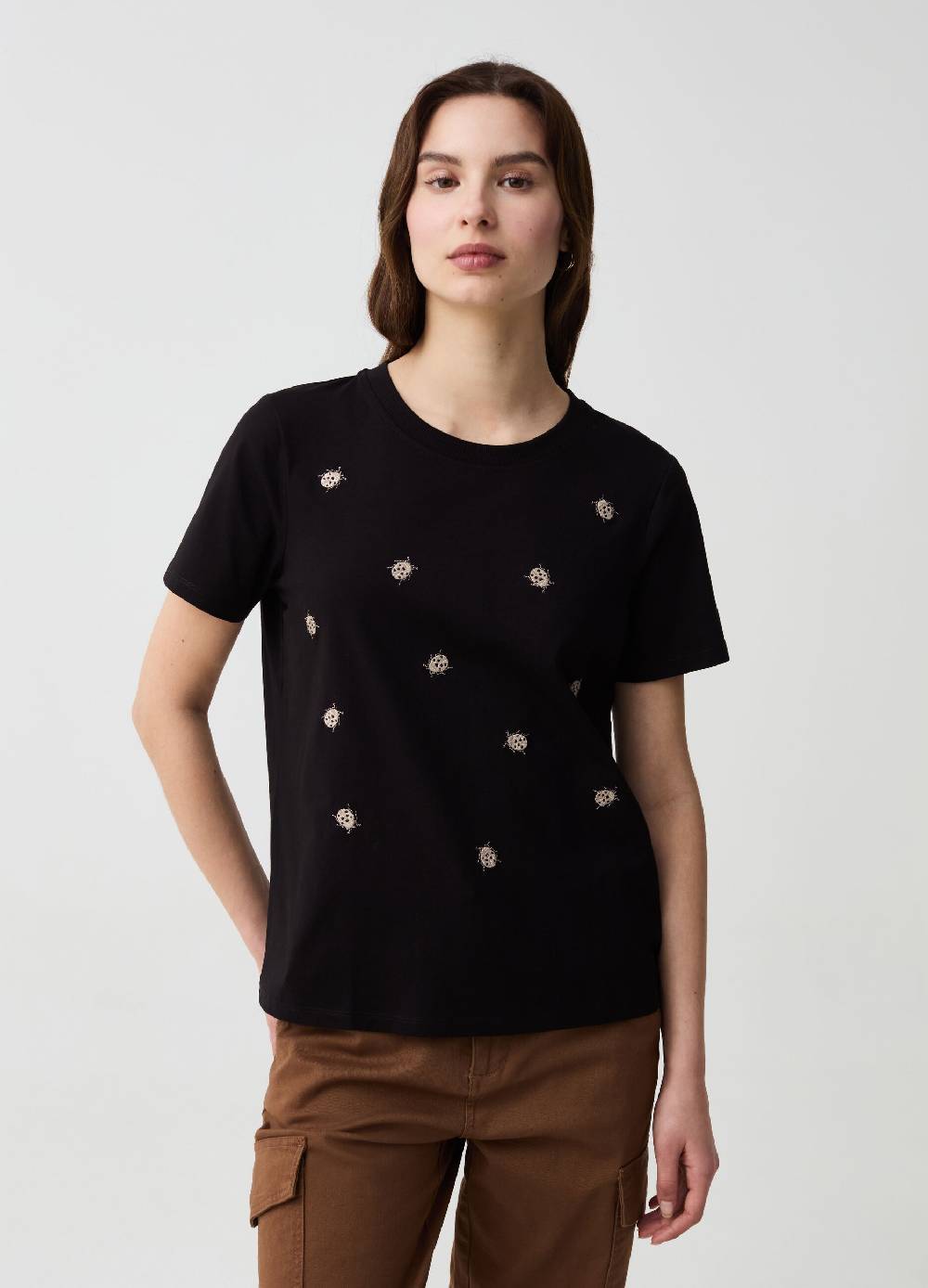 Ovs T-shirt con ricamo coccinelle in lurex