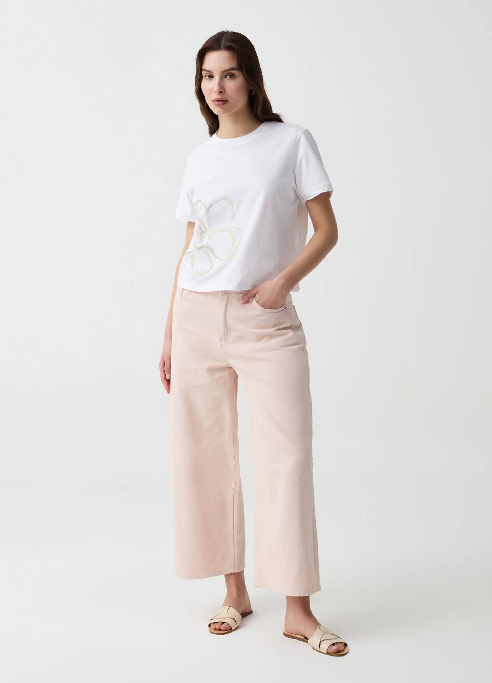 Ovs T-shirt con ricamo floreale in lurex