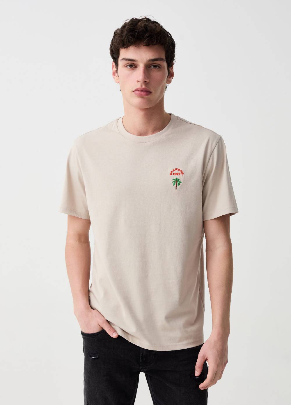 Ovs T-shirt Con Ricamo Logo E Palma