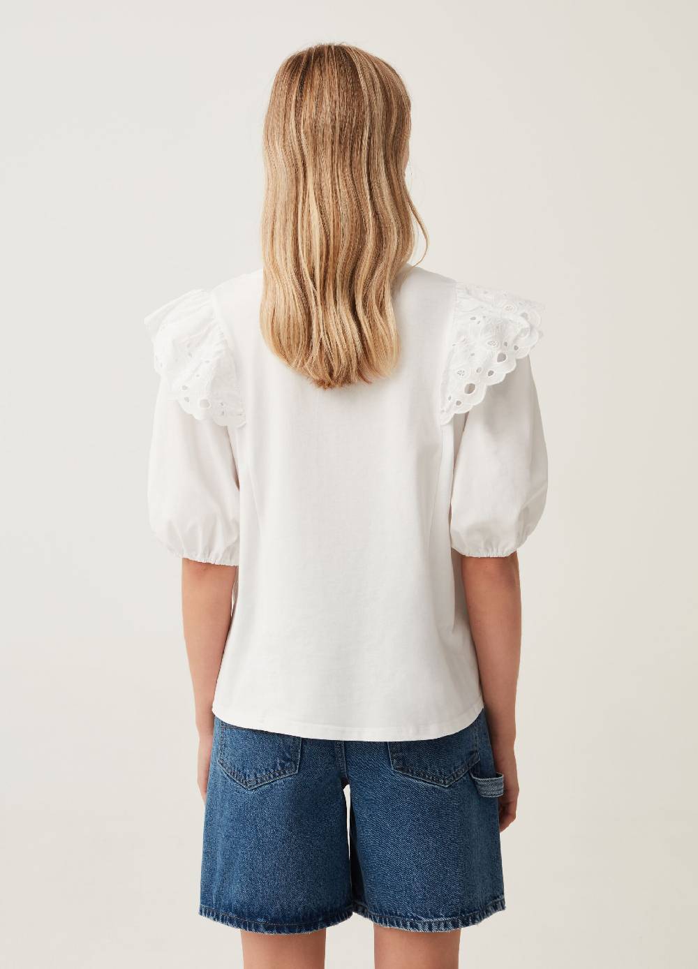Ovs T-shirt Con Rouches In Pizzo Sangallo