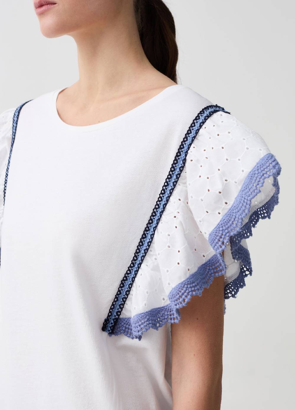 Ovs T-shirt Con Rouches In Sangallo