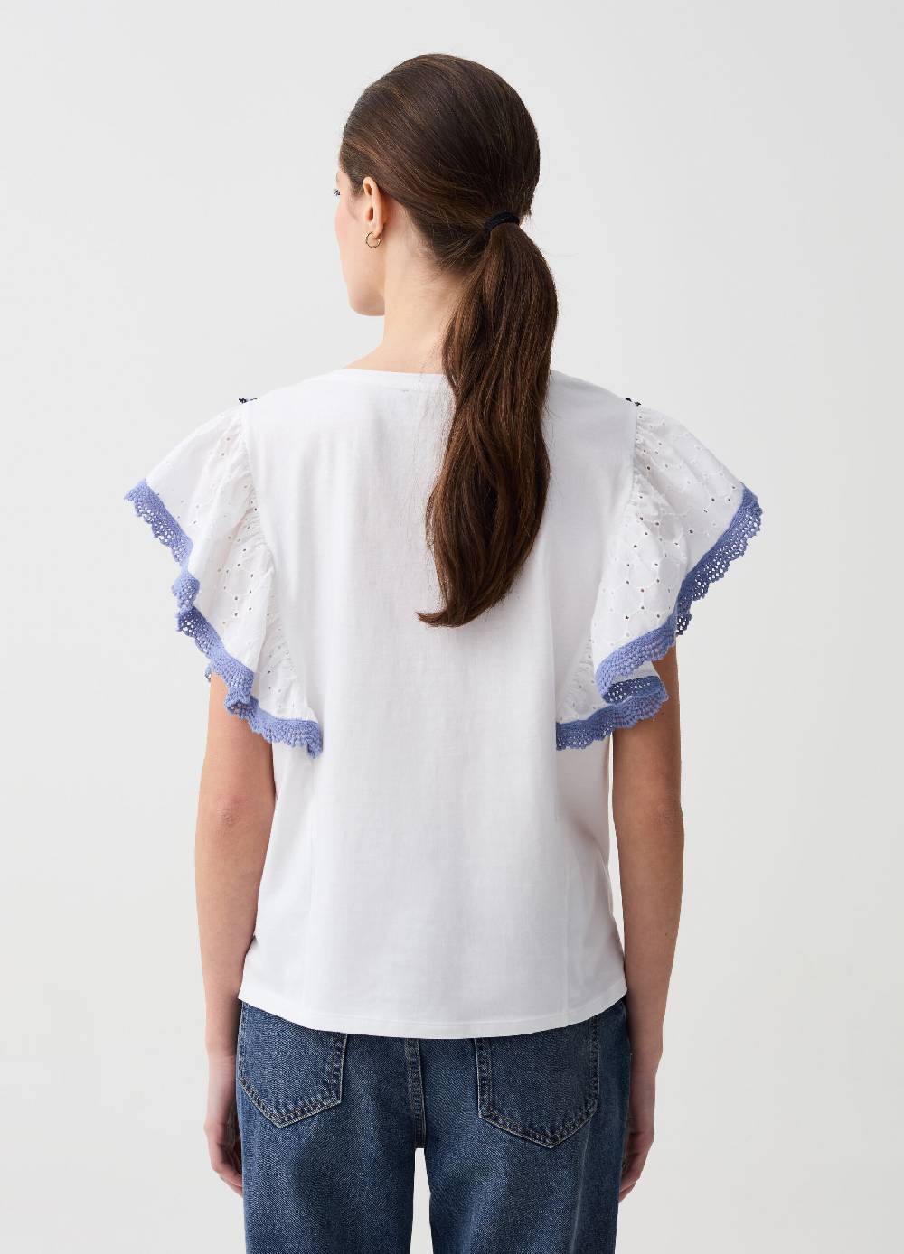 Ovs T-shirt Con Rouches In Sangallo