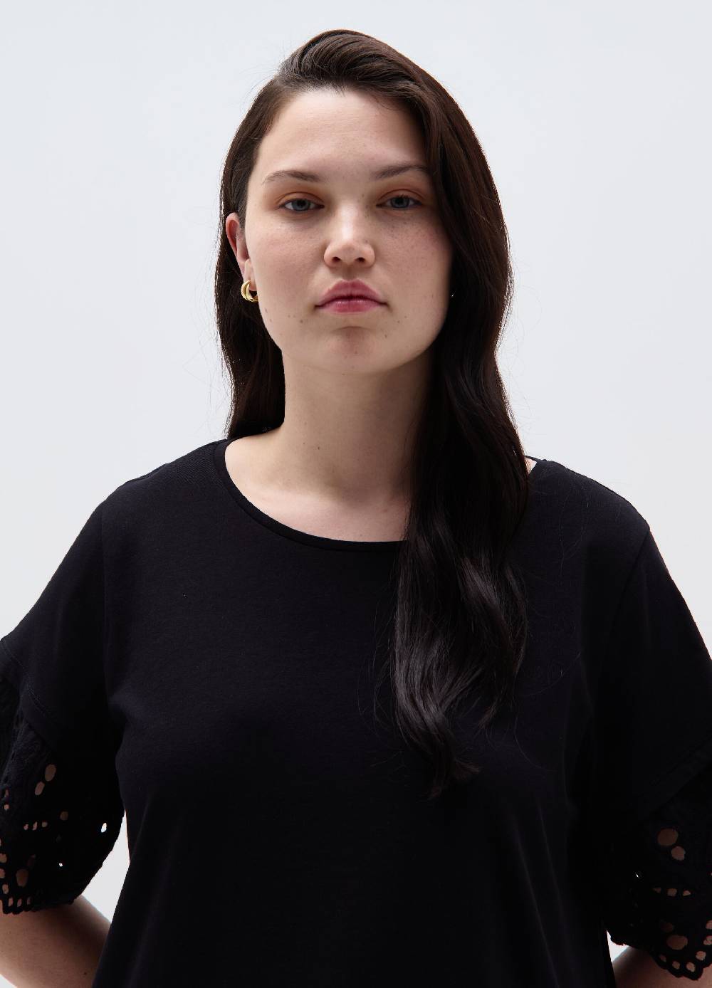 Ovs T-shirt Con Rouches In Sangallo Curvy