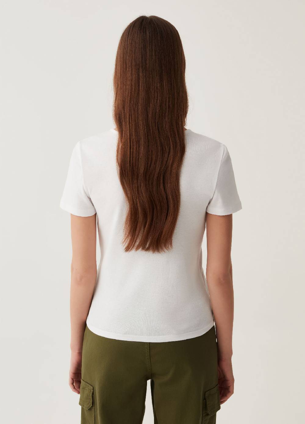 Ovs T-shirt Con Scollo A V E Anello