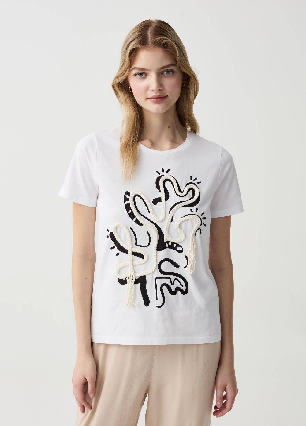 Ovs T-shirt con stampa e applicazione