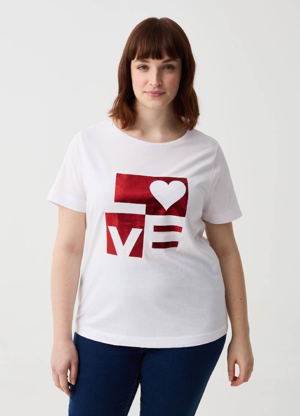 Ovs T-shirt con stampa in foil Curvy