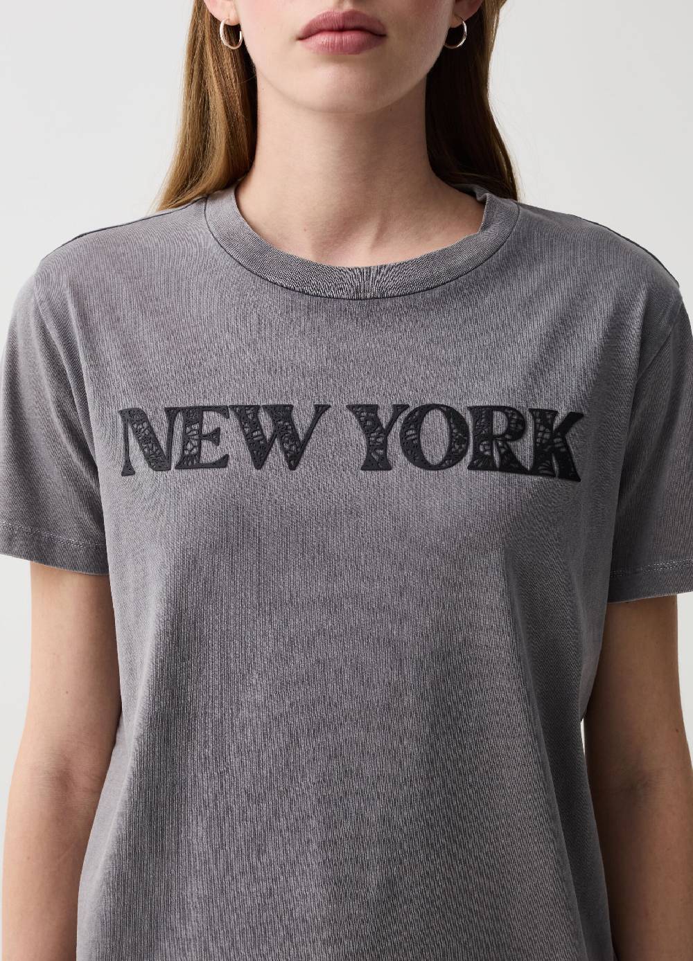 Ovs T-shirt Con Stampa Lettering Effetto Pizzo