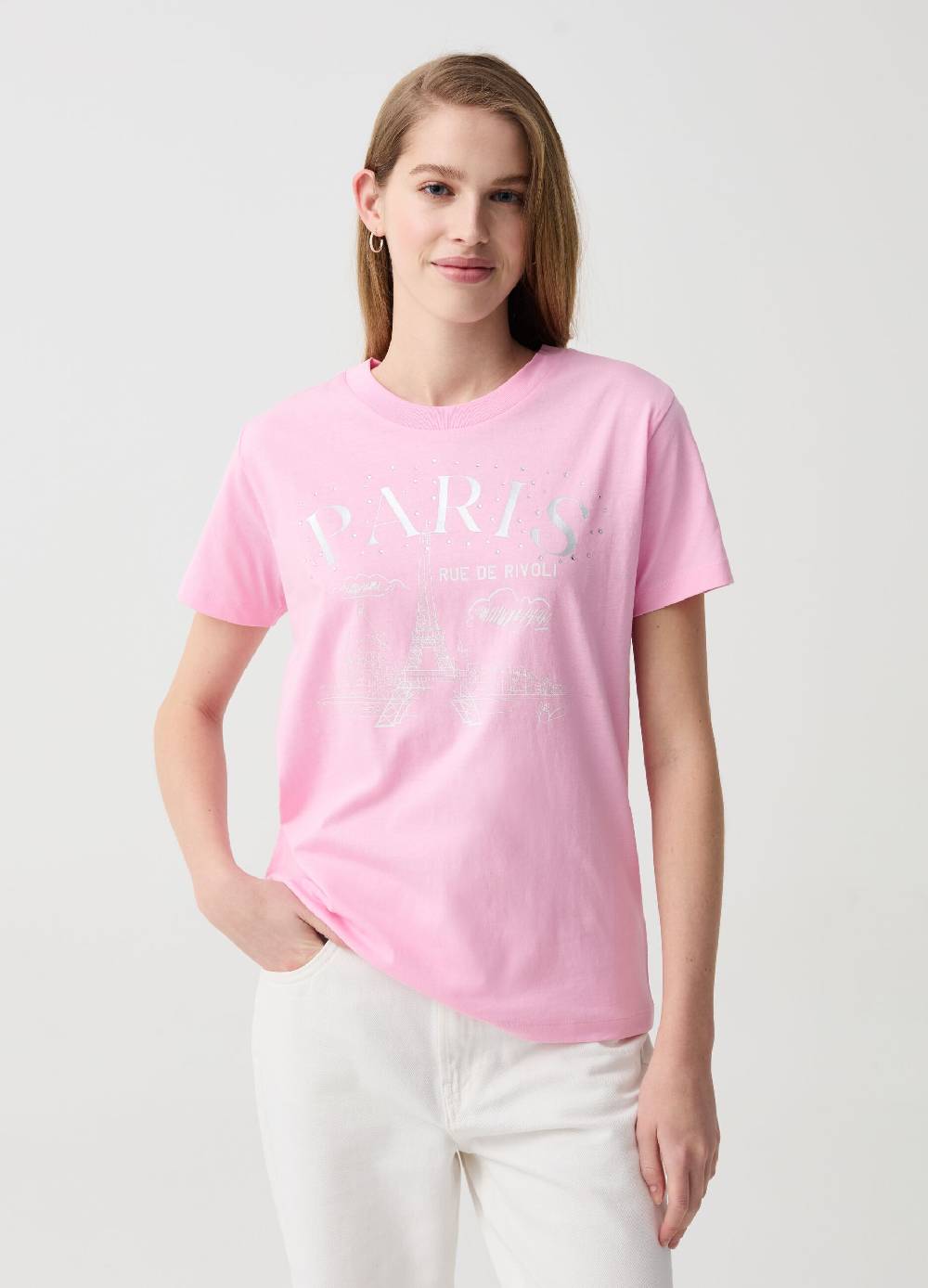 Ovs T-shirt con stampa Parigi in foil
