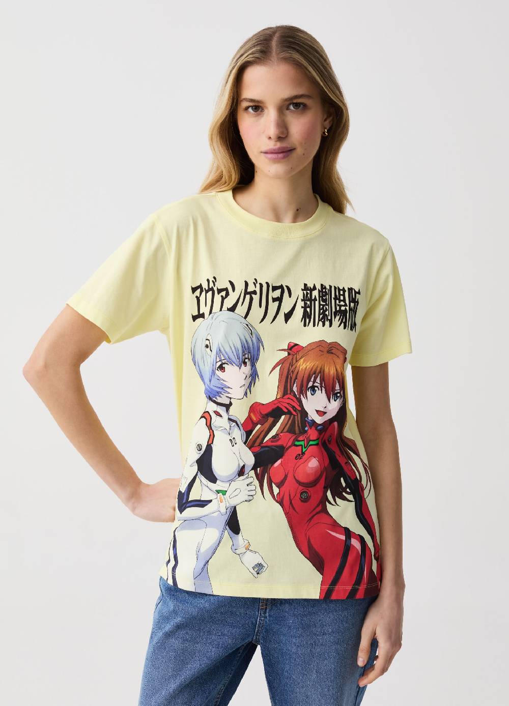 Ovs T-shirt con stampa personaggi Evangelion