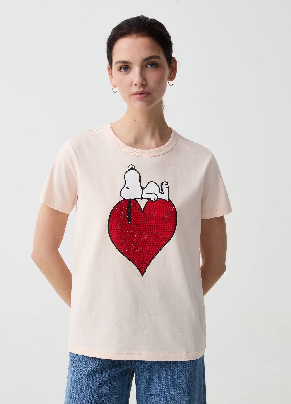 Ovs T-shirt con stampa Snoopy e cuore
