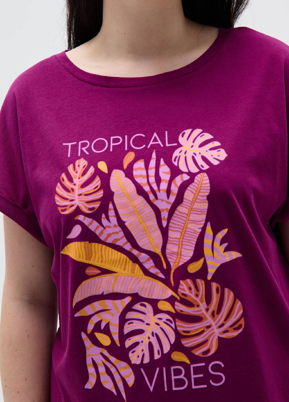 Ovs T-shirt Con Stampa Tropicale Curvy
