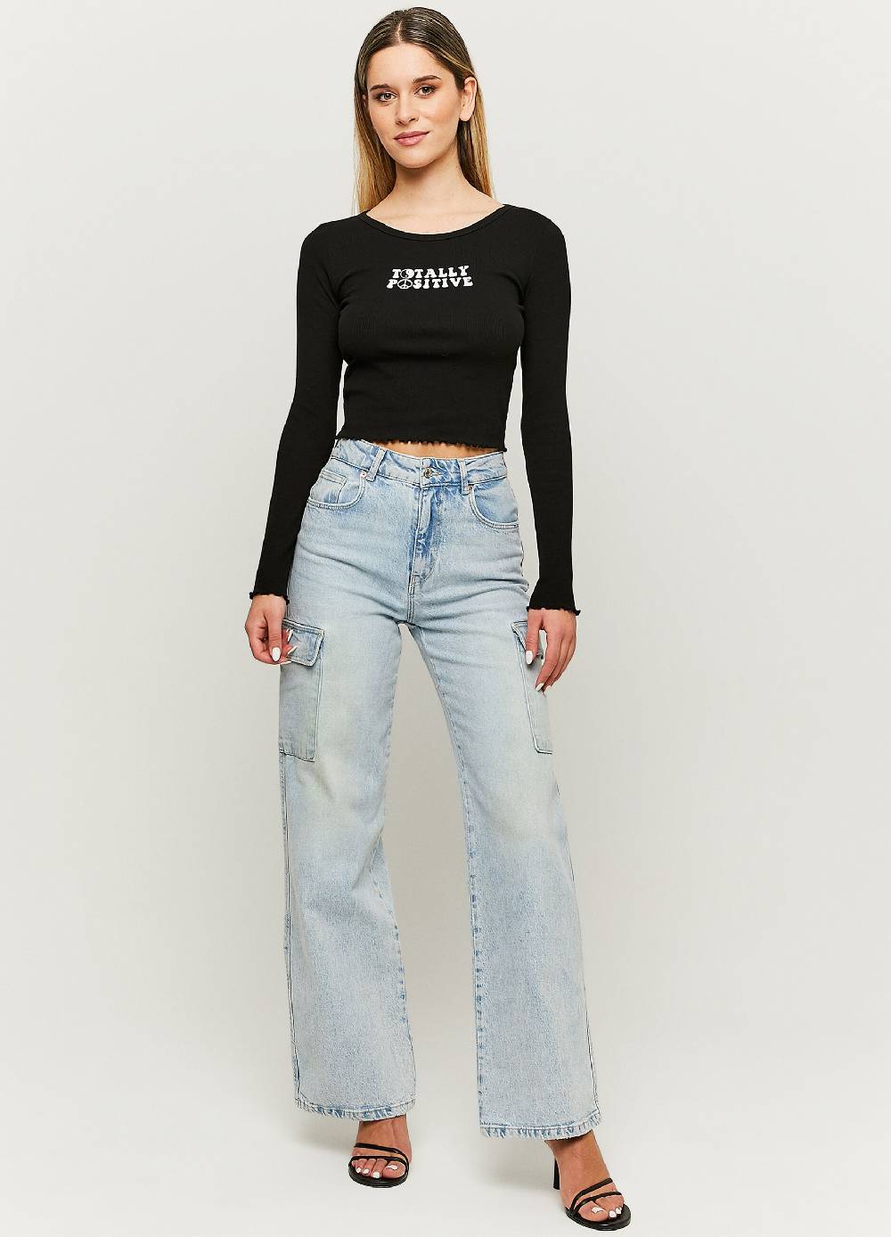 Ovs T-shirt crop a costine con stampa