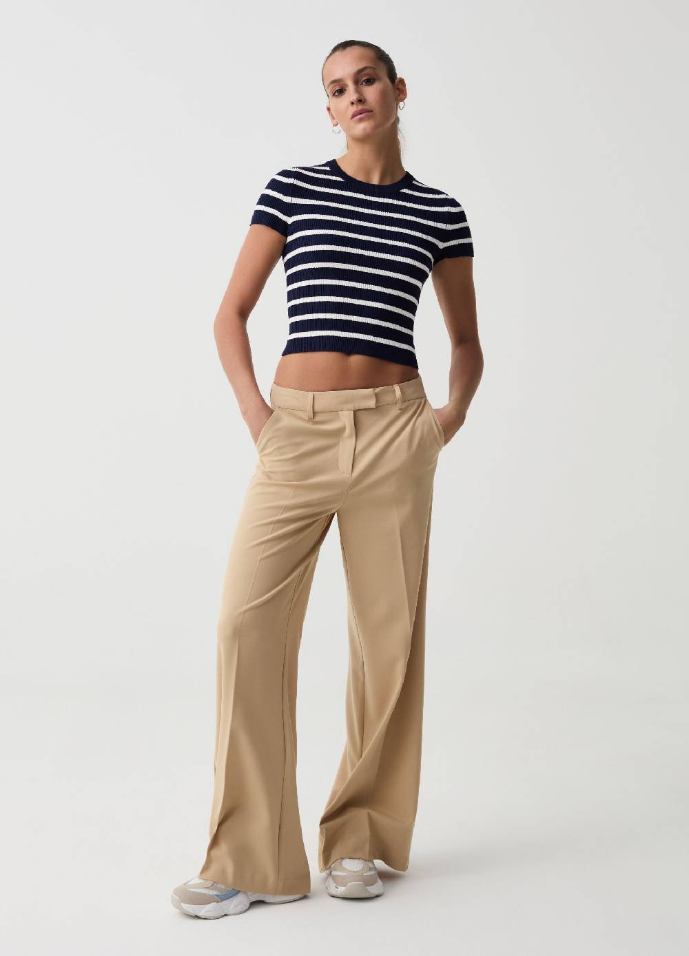 Ovs T-shirt Crop A Costine Fantasia A Righe