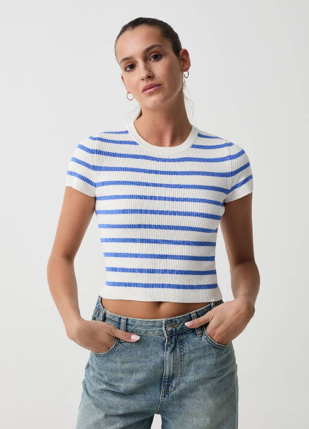 Ovs T-shirt Crop A Costine Fantasia A Righe