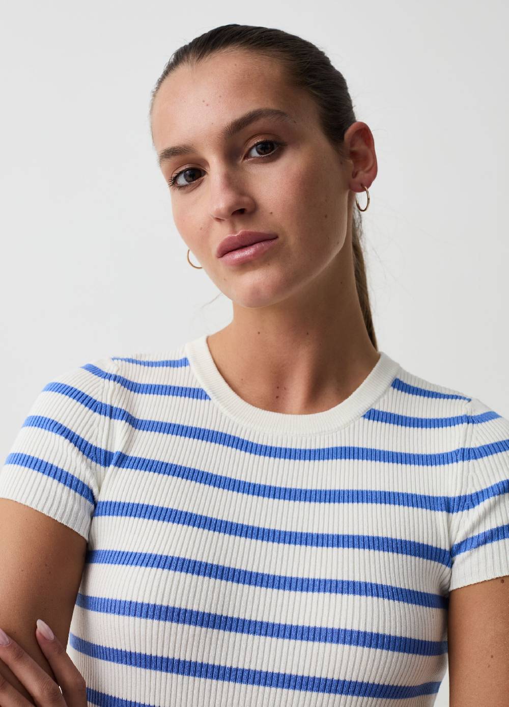 Ovs T-shirt crop a costine fantasia a righe