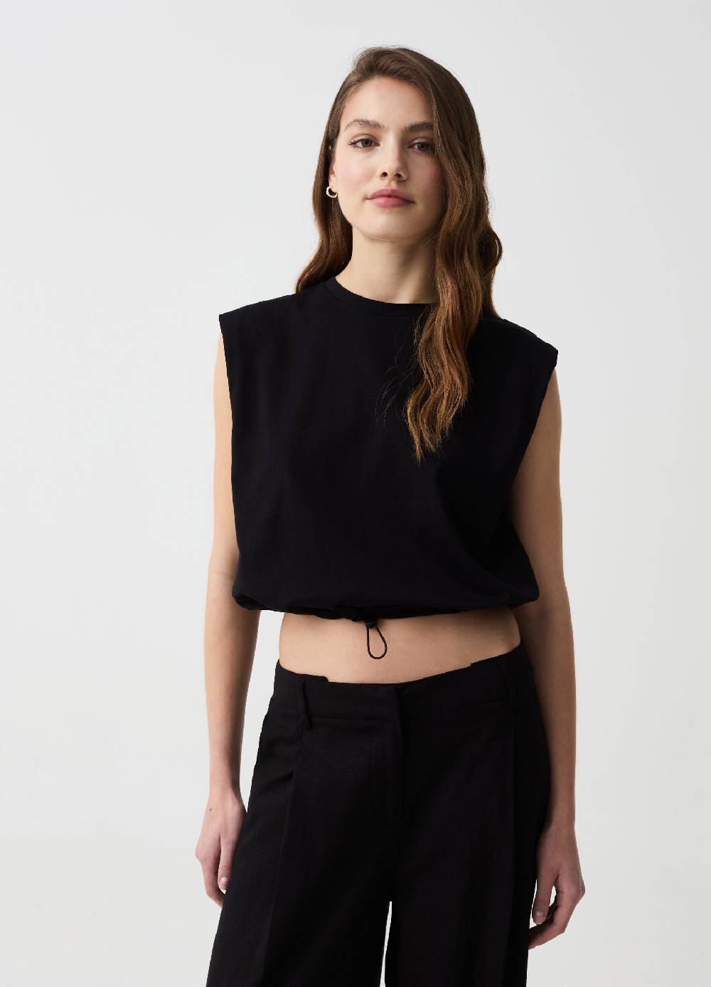 Ovs T-shirt crop boxy fit con coulisse