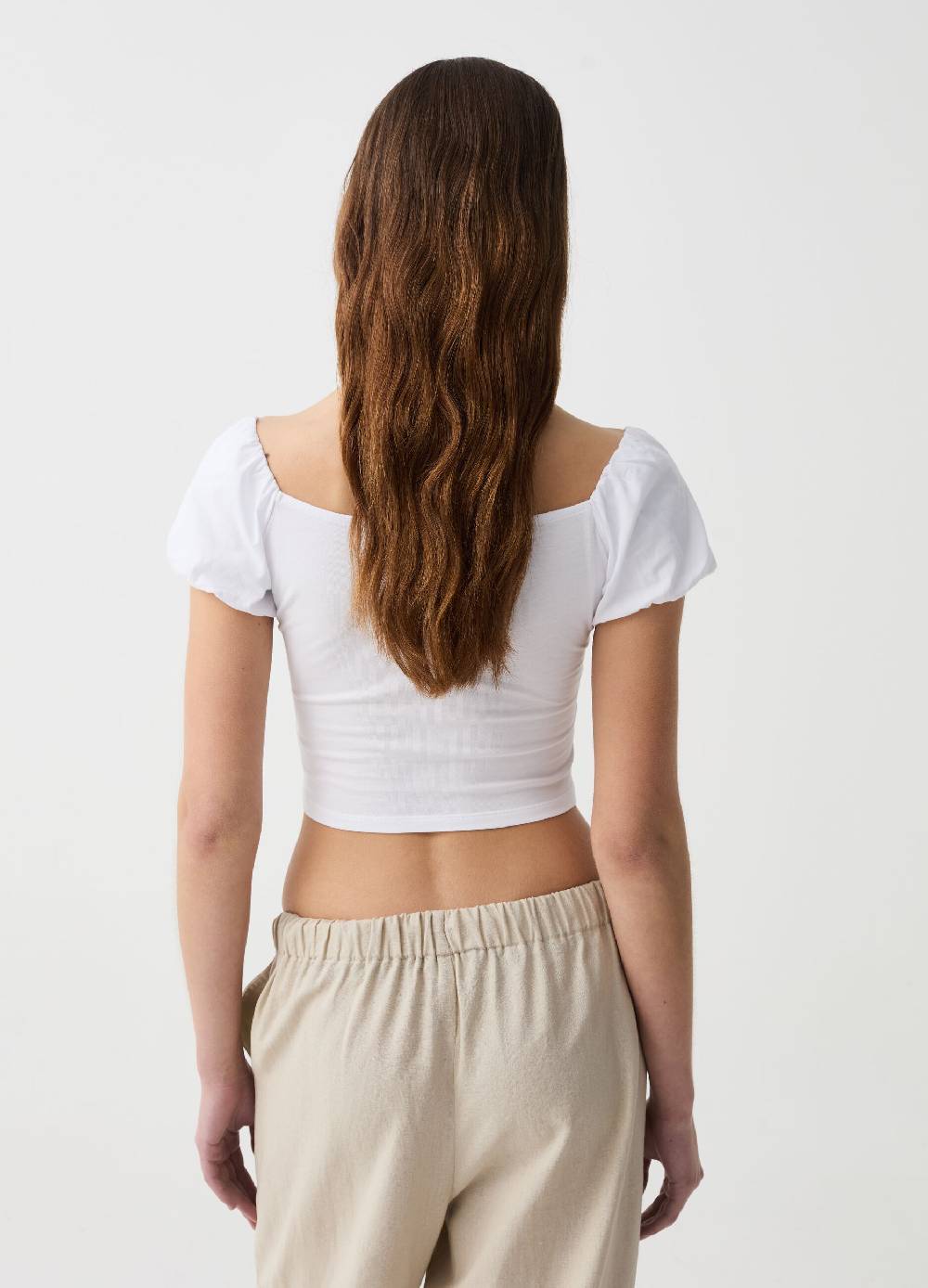 Ovs T-shirt Crop Con Maniche A Palloncino