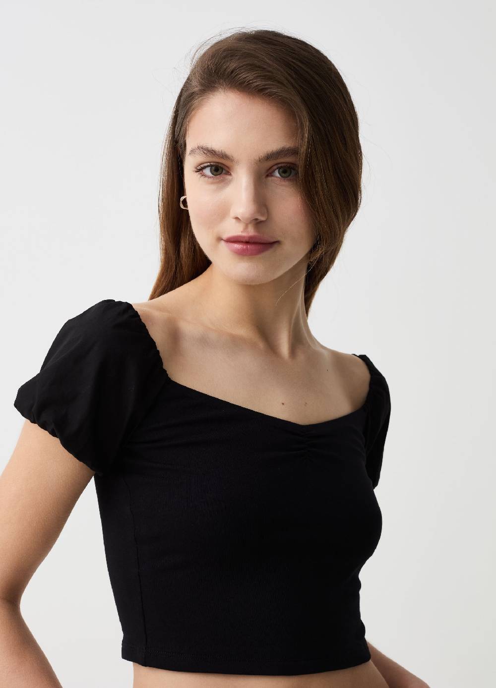 Ovs T-shirt Crop Con Maniche A Palloncino