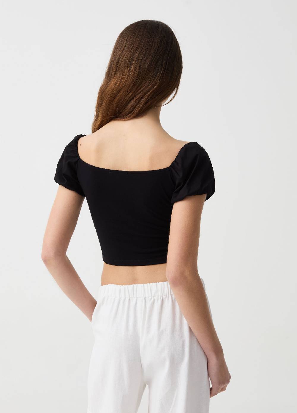Ovs T-shirt Crop Con Maniche A Palloncino