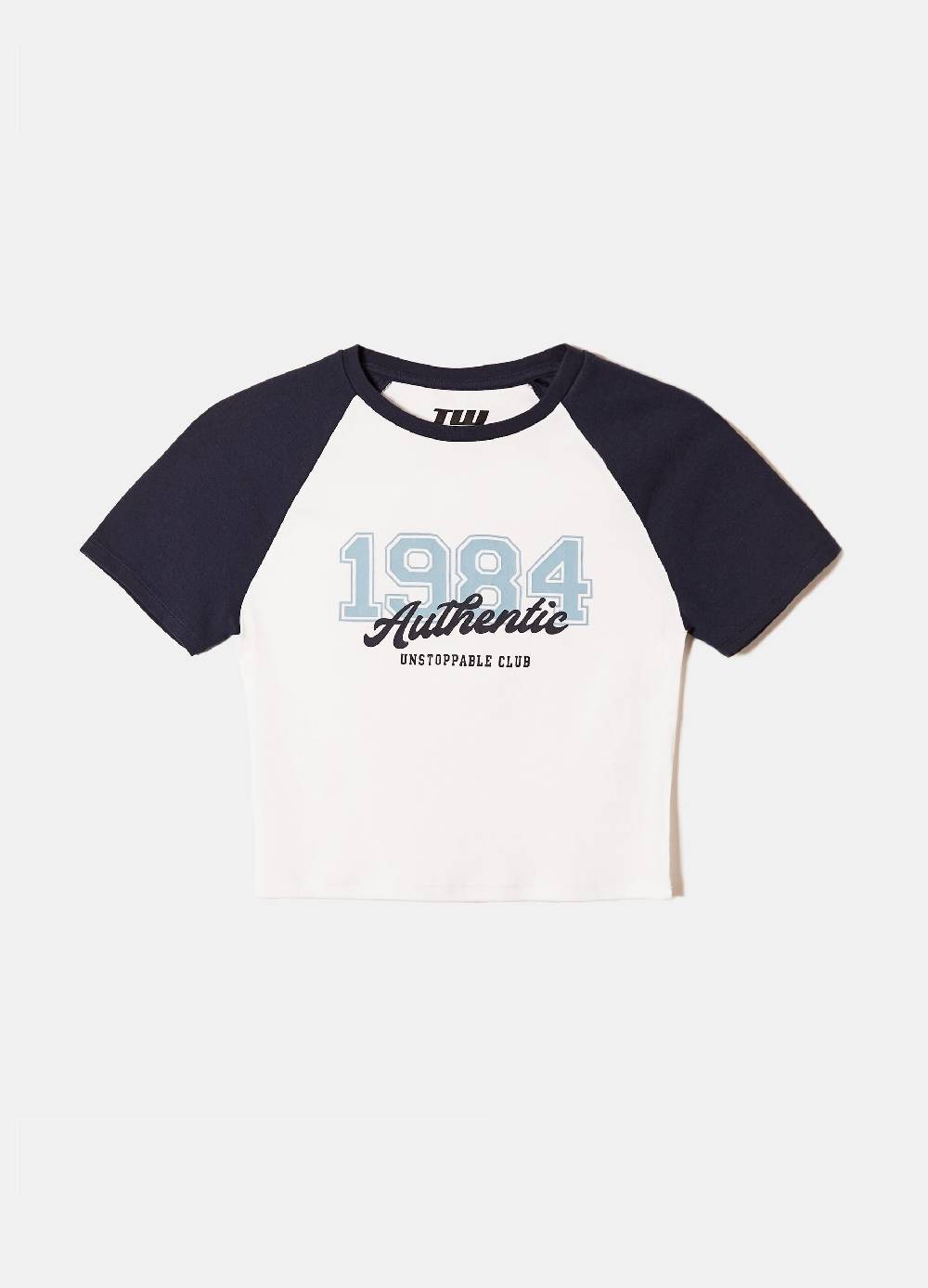 Ovs T-shirt Crop Con Maniche Raglan Stampa College