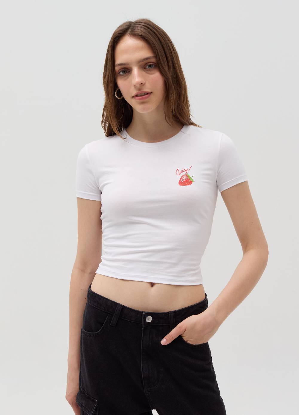 Ovs T-shirt Crop Con Stampa