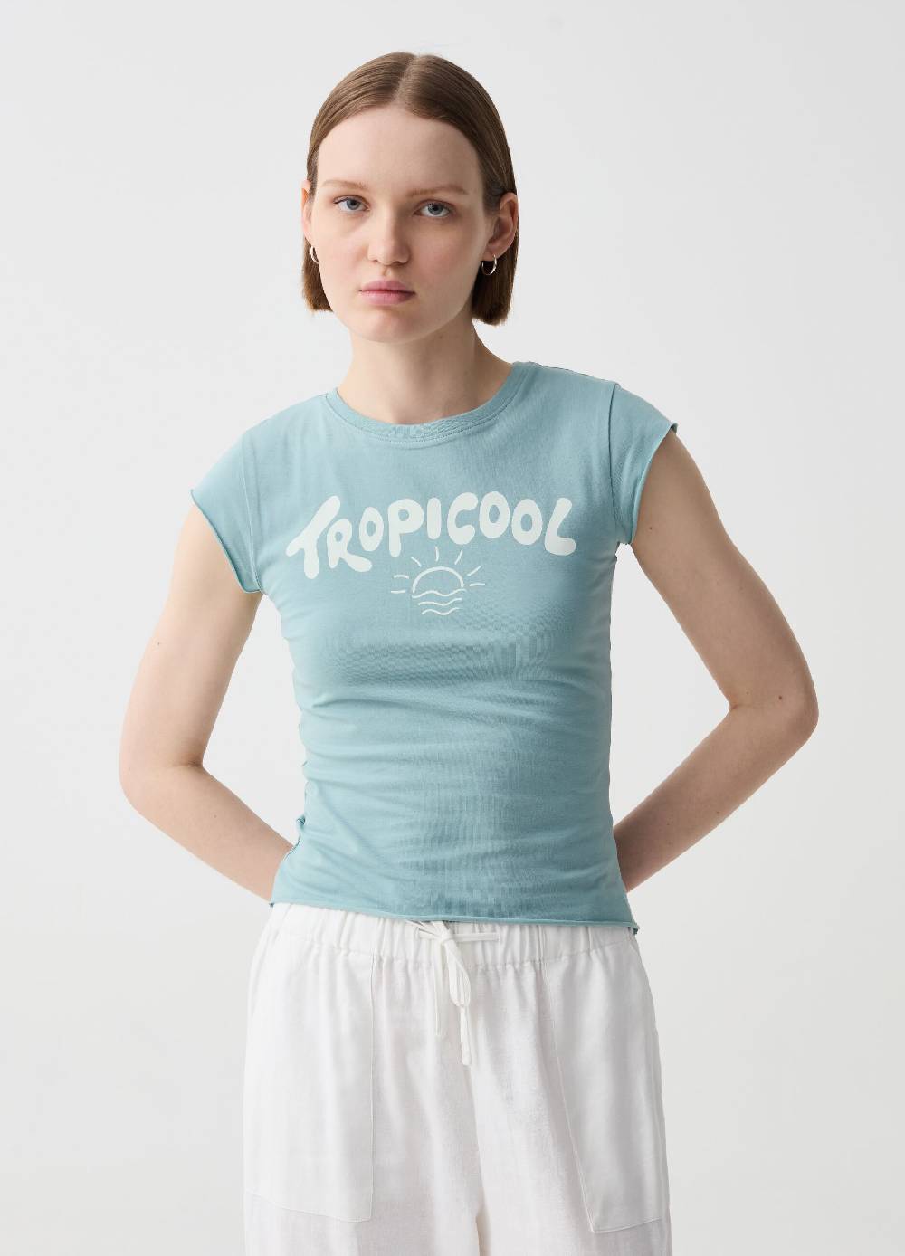 Ovs T-shirt Crop Con Stampa