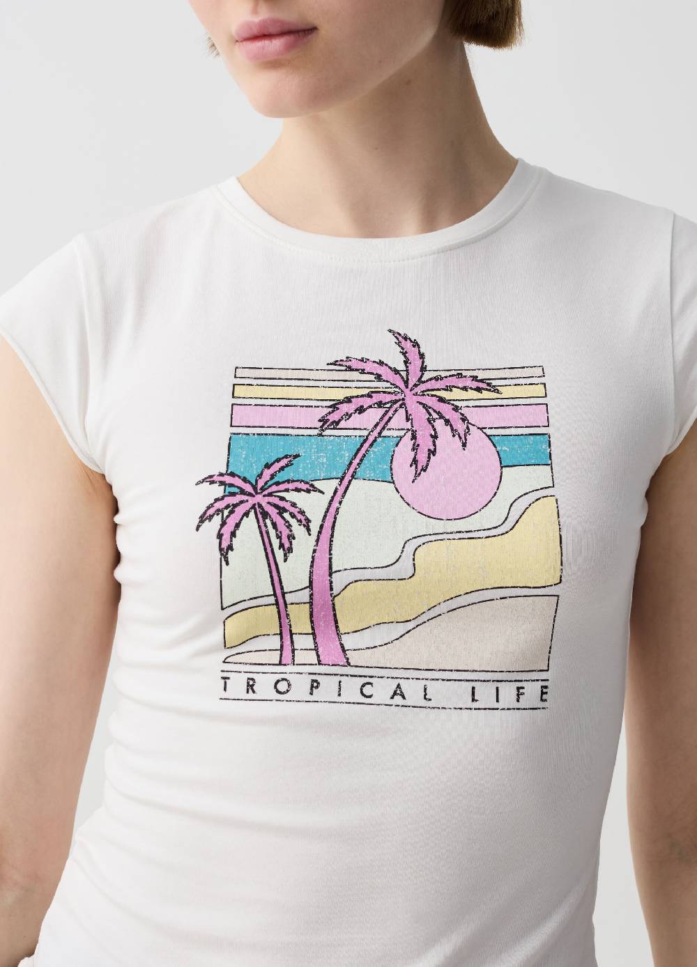 Ovs T-shirt Crop Con Stampa