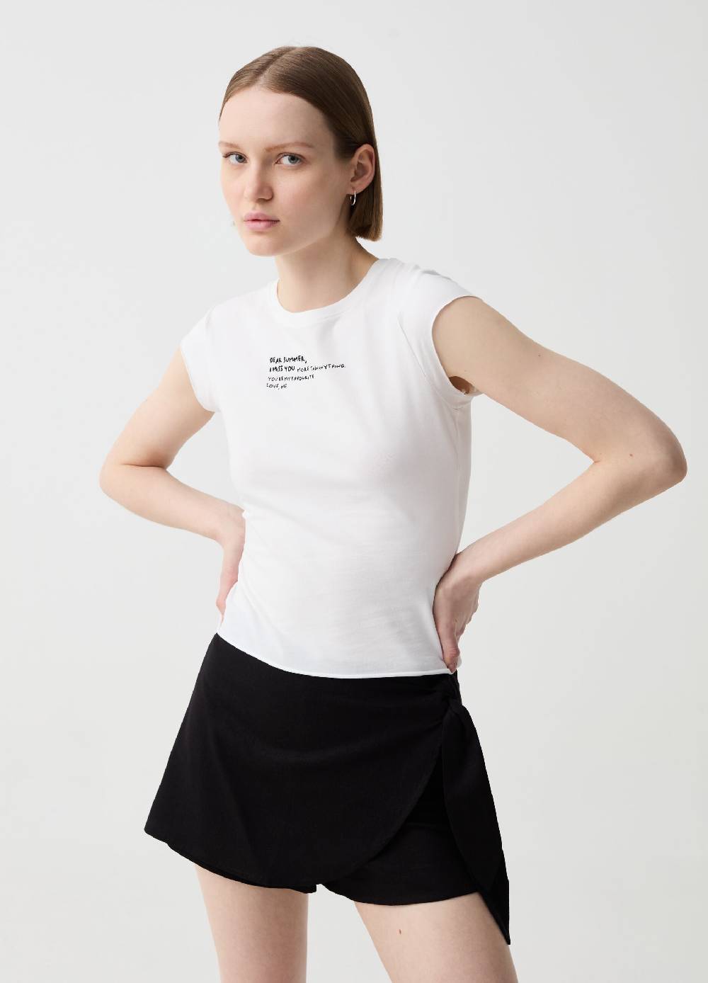 Ovs T-shirt crop con stampa