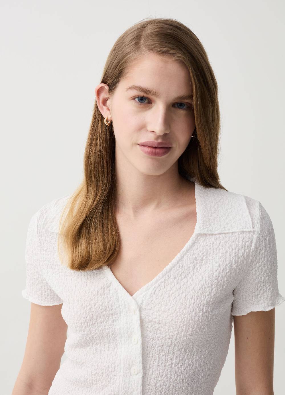 Ovs T-shirt Crop Con Trama Testurizzata