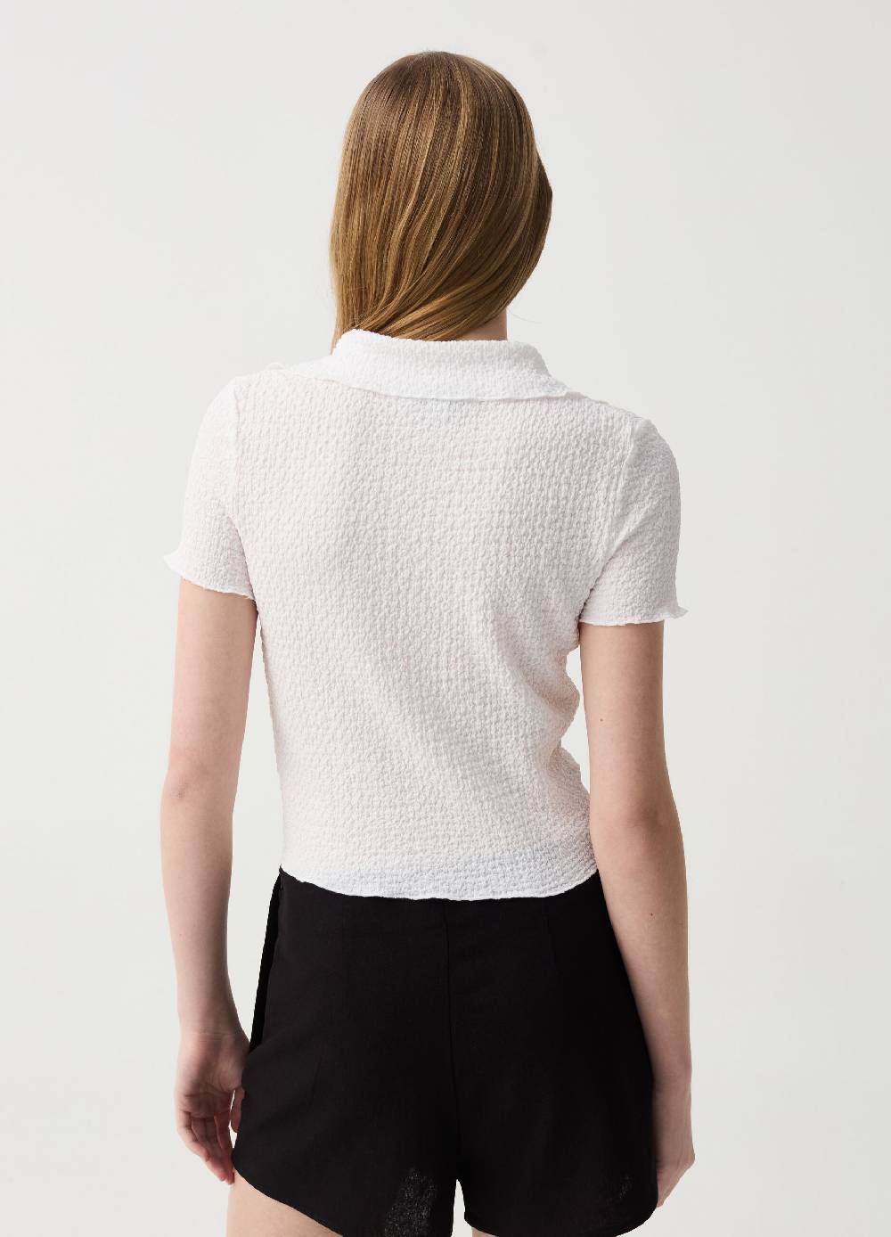 Ovs T-shirt Crop Con Trama Testurizzata