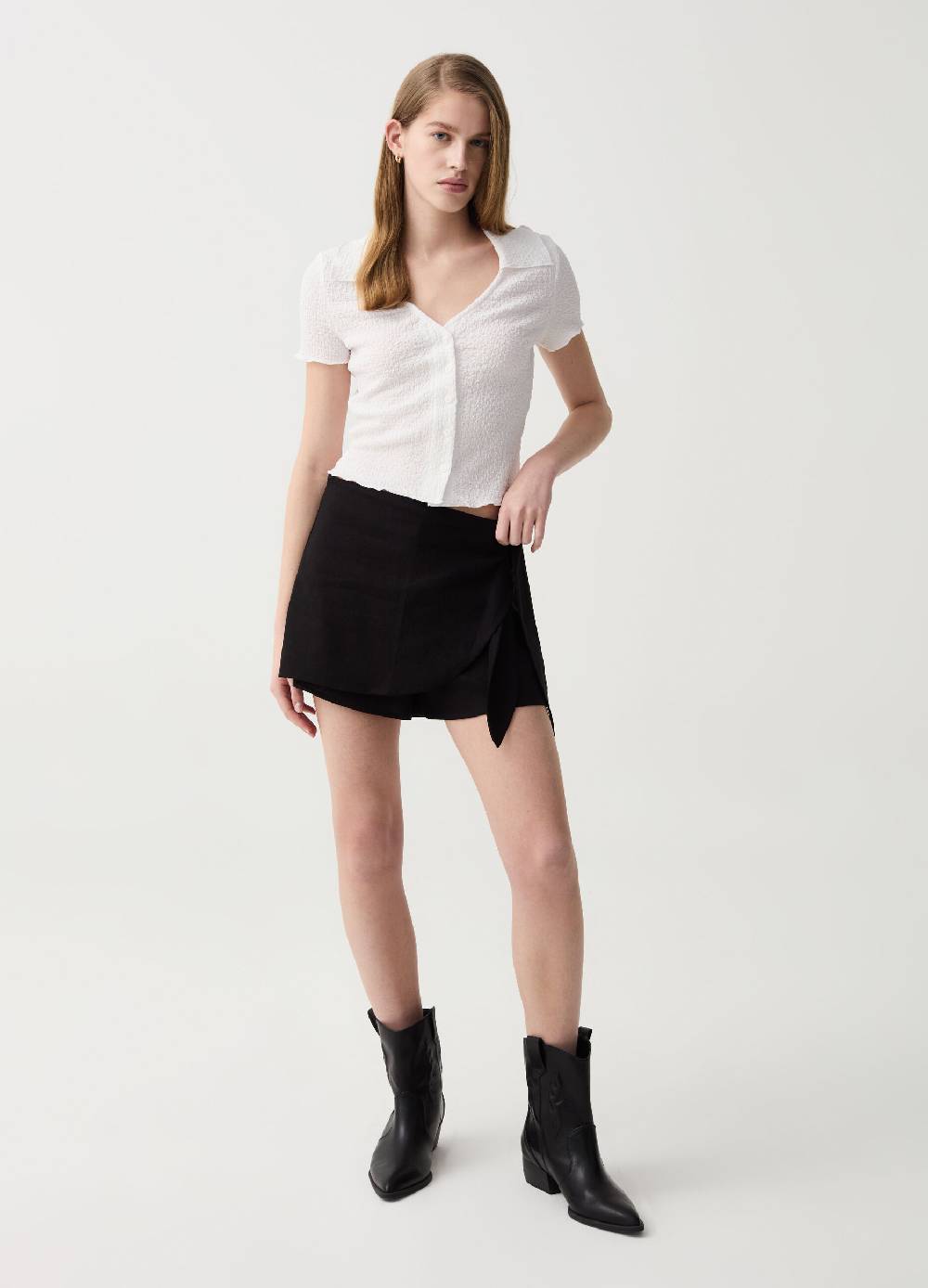 Ovs T-shirt crop con trama testurizzata