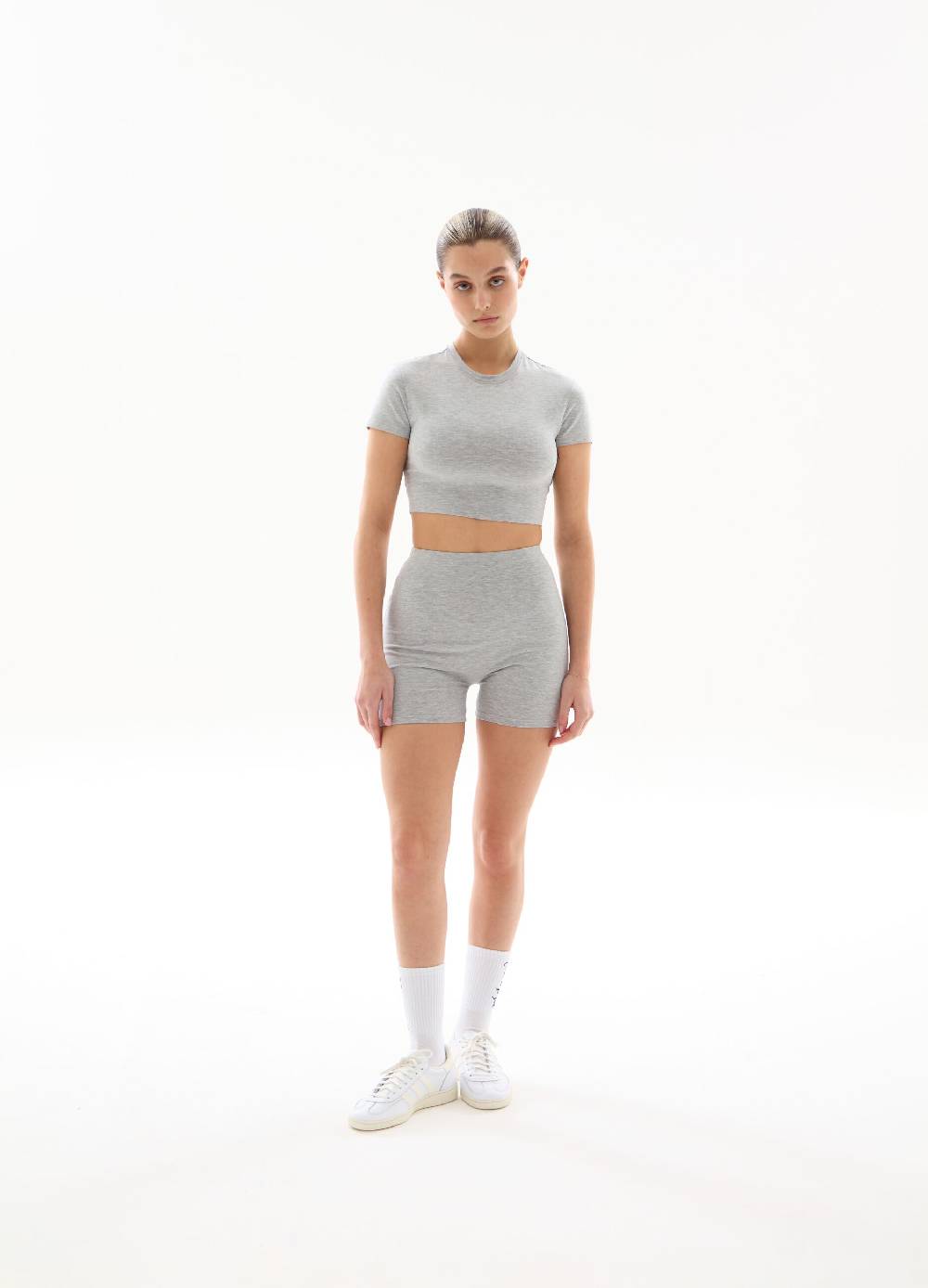 Ovs T-shirt Crop Grey Melange