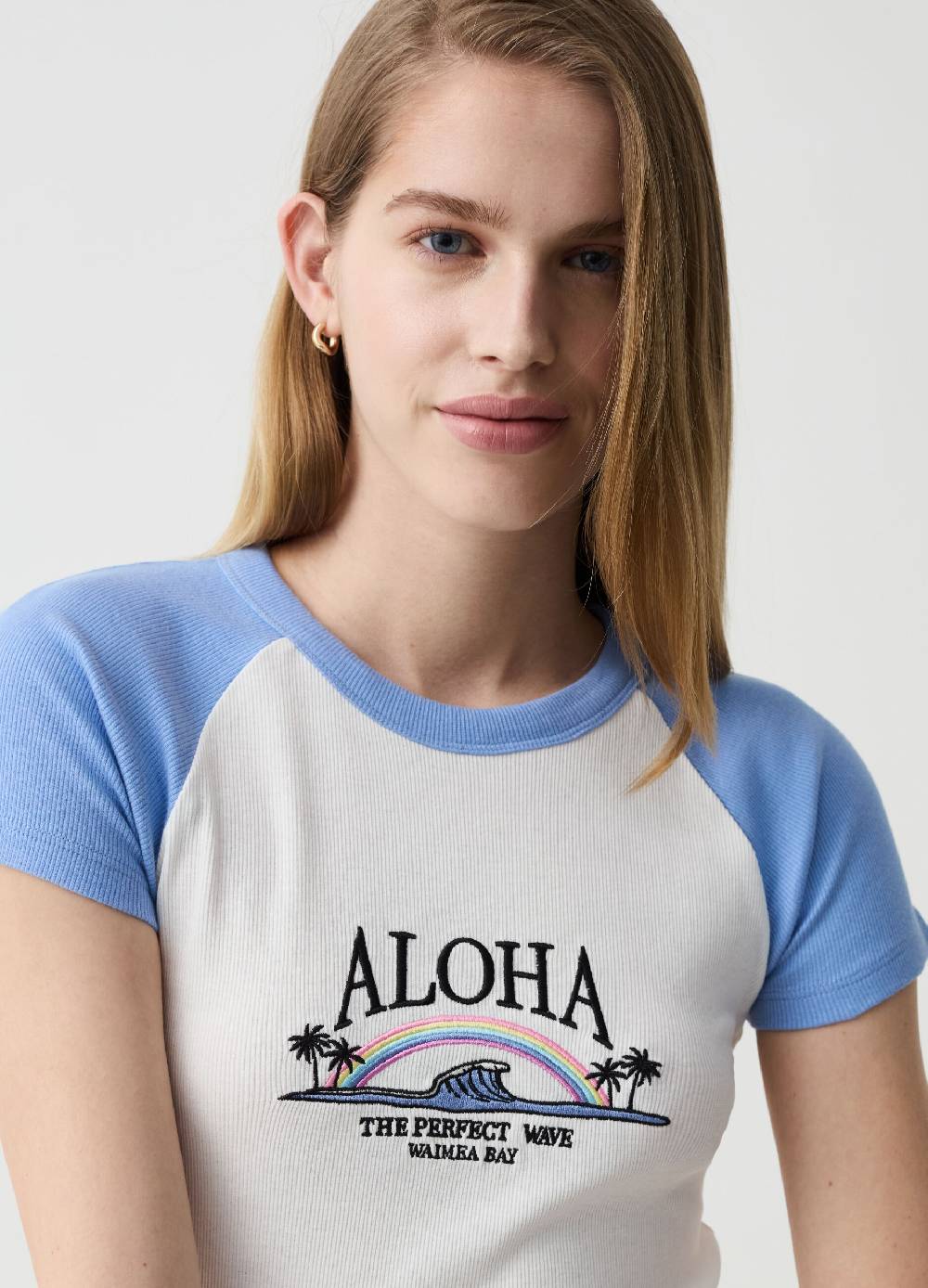 Ovs T-shirt Cropped Bicolore A Costine