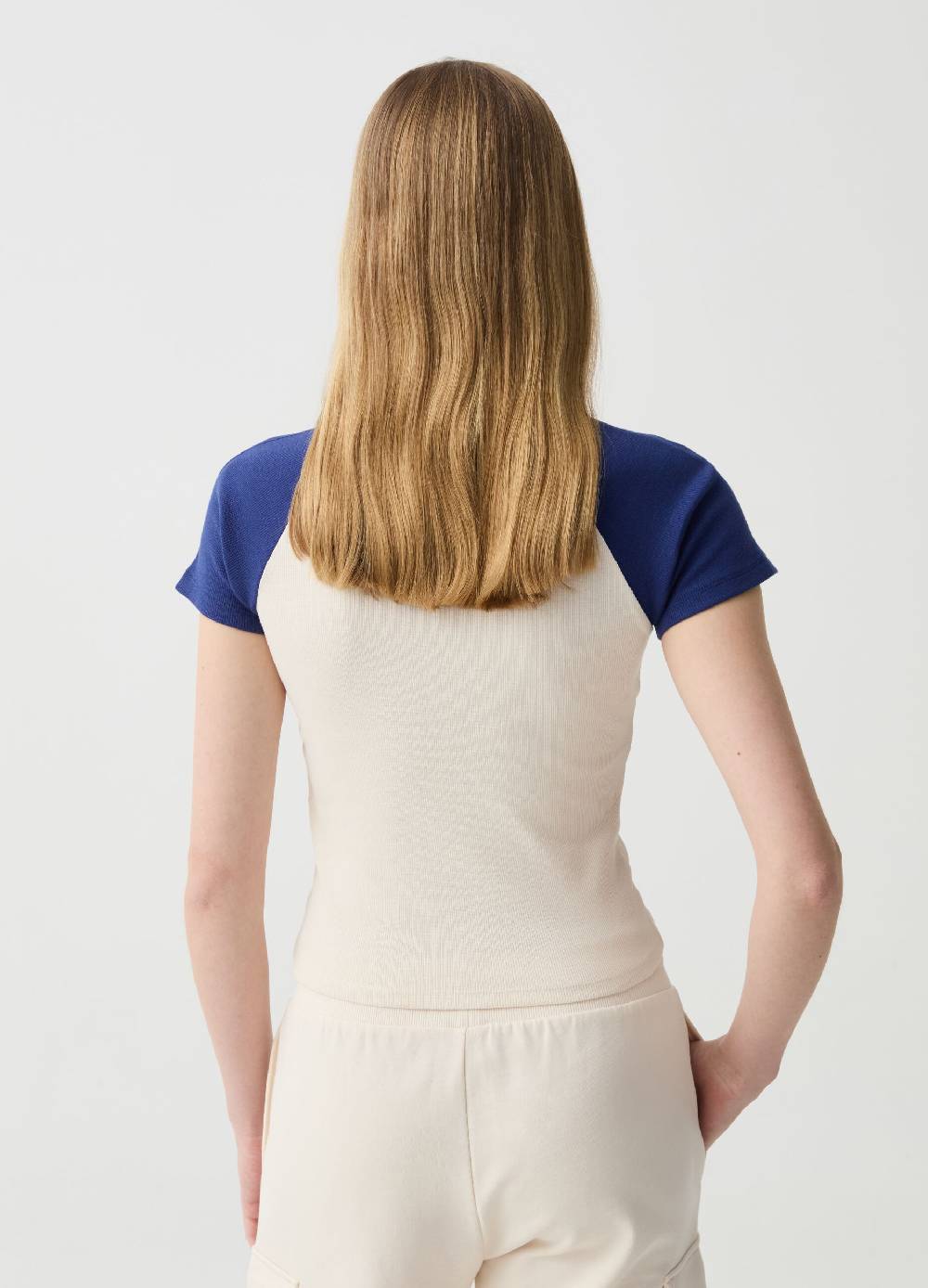 Ovs T-shirt Cropped Bicolore A Costine