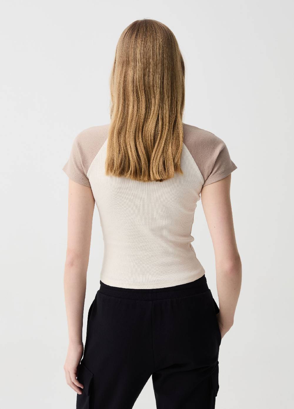 Ovs T-shirt Cropped Bicolore A Costine