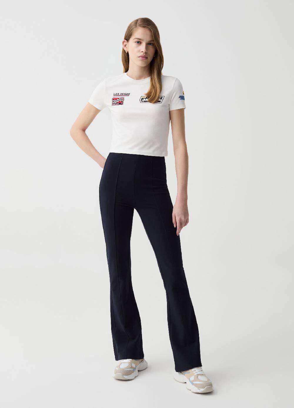 Ovs T-shirt cropped in cotone stretch