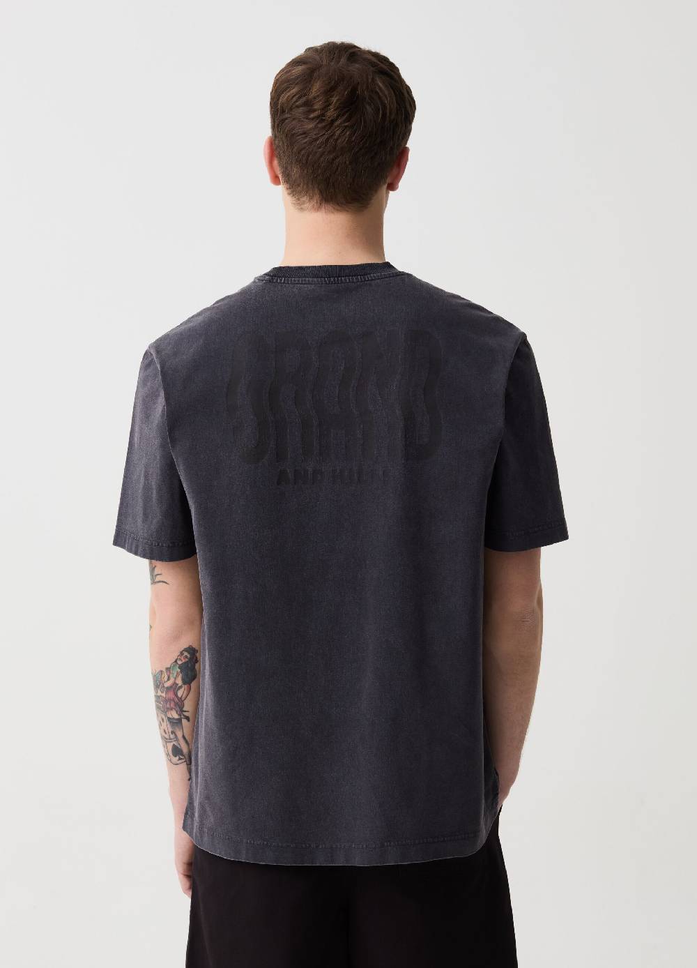 Ovs T-shirt Effetto Acid Wash Con Stampa