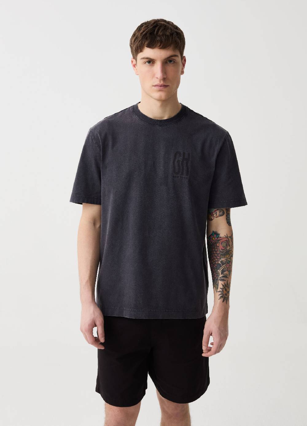 Ovs T-shirt effetto acid wash con stampa