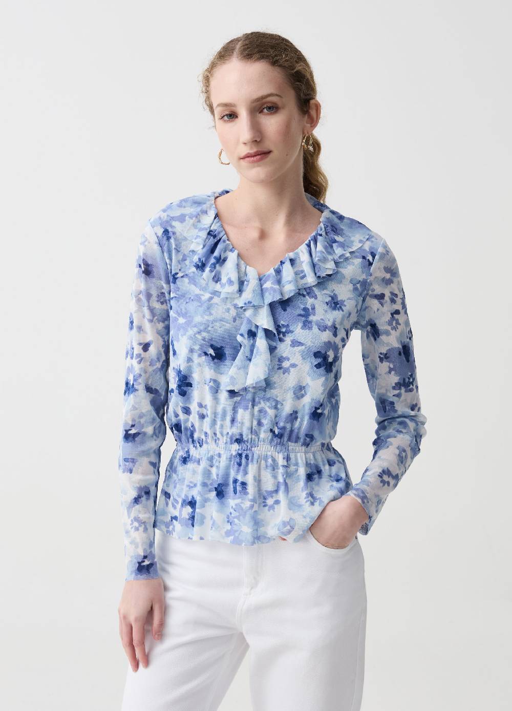 Ovs T-shirt floreale in mesh con volant