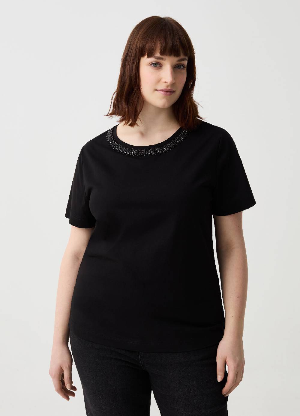 Ovs T-shirt girocollo con strass Curvy