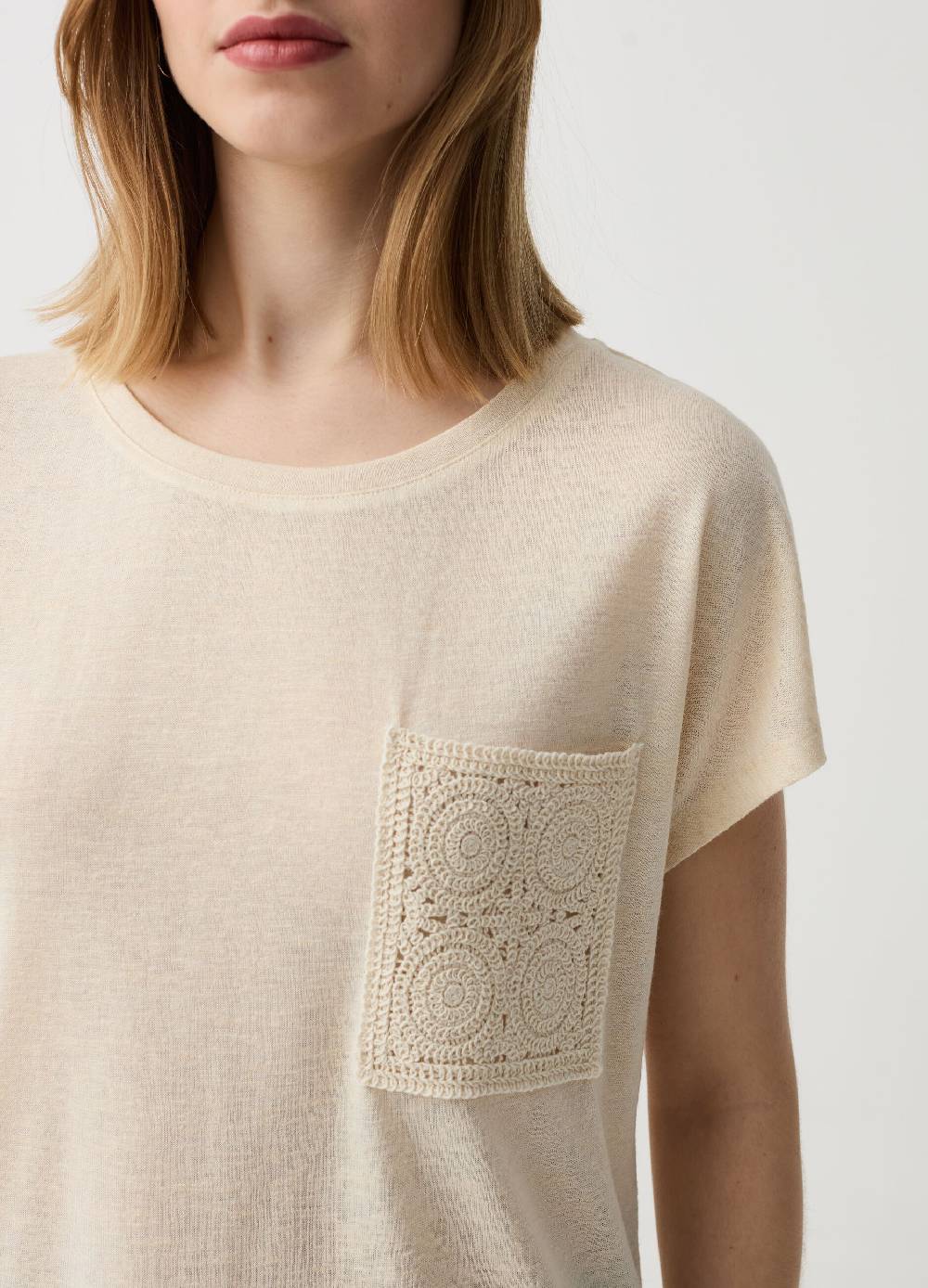 Ovs T-shirt Girocollo Con Tasca Crochet