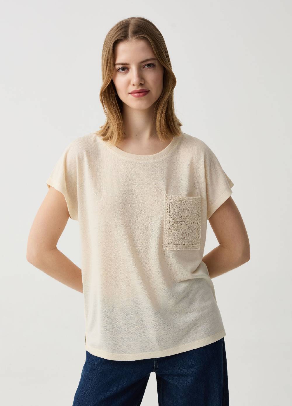 Ovs T-shirt girocollo con tasca crochet