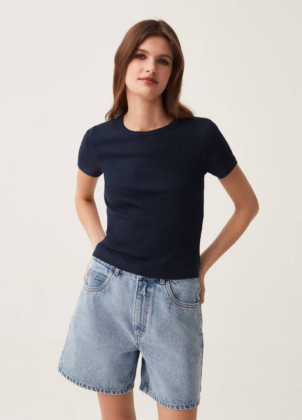 Ovs T-shirt girocollo Fitness a costine